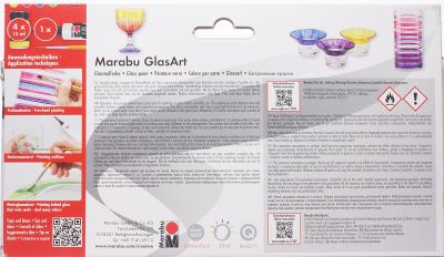 Marabu GlasArt zestaw 4 farb do szkla 15 ml plus relief 20 m
